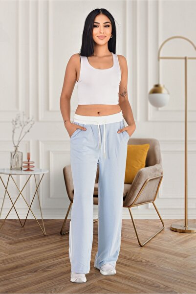 EmcyFiora Modal Kumaş Şeritli Eşofman Altı Nefes Alan Dokusu