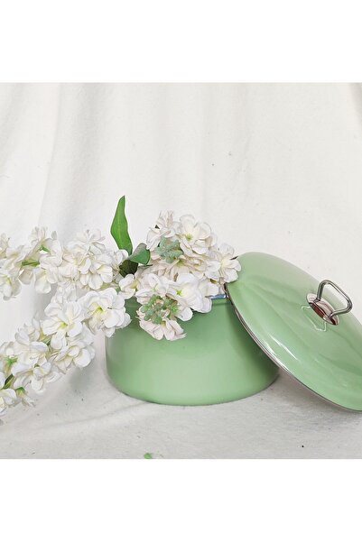 EBRULİEMAYE Mint Green Enamel Deep Pot 5.75 Liters 26 cm Diameter Milk Yogurt Sauce Canned Jam Pot