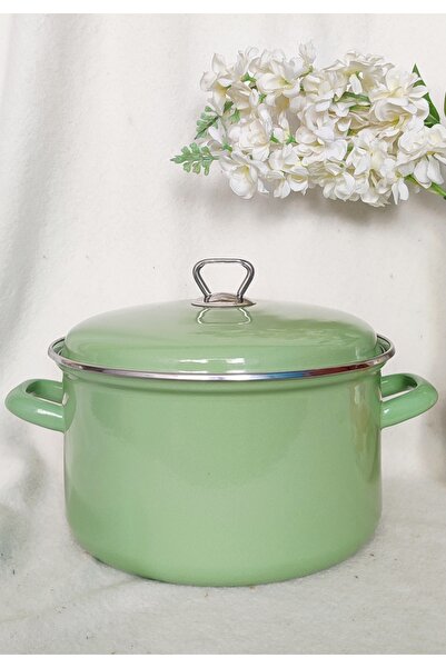 EBRULİEMAYE Mint Green Enamel Deep Pot 5.75 Liters 26 cm Diameter Milk Yogurt Sauce Canned Jam Pot