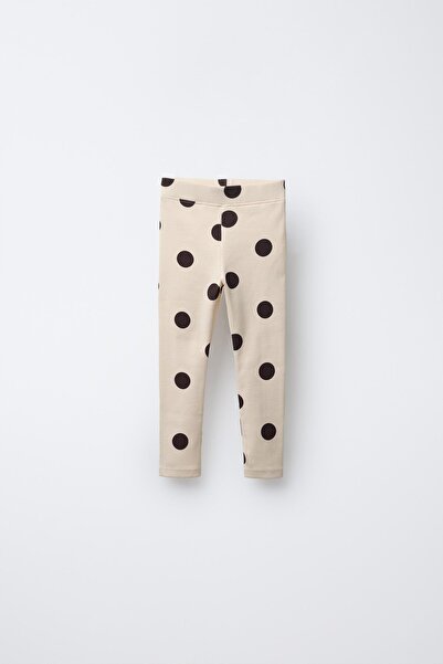 Magu Σετ κοριτσίστικο βαμβακερό μπεζ φούτερ με πουά κολάν και μπλούζα