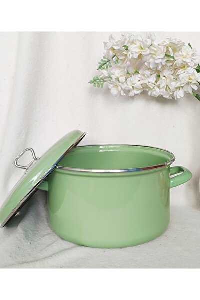 EBRULİEMAYE Mint Green Enamel Deep Pot 5.75 Liters 26 cm Diameter Milk Yogurt Sauce Canned Jam Pot