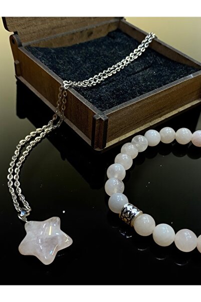 Hac AVM Kutulu Doğal Taş Bileklik ve Kolye Seti – Özellikleri Yazılı Hediyeli...