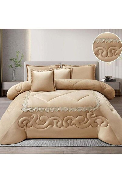 HOMEVEO Winter comforter set for two people made of soft materials such as polyester 6 pieces size 230 x 250