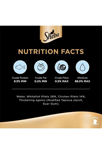 SHEBA Fillet Wet Cat Food - Sustainable White Fish, 16 x 60 g