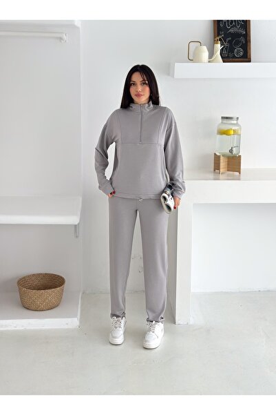 winmoda SET DE TRENING CU GULER STAND-UP, TĂLĂ MODAL, CU BUCĂTĂ - WM2561 - CU FUSTĂ CU VOLANAT