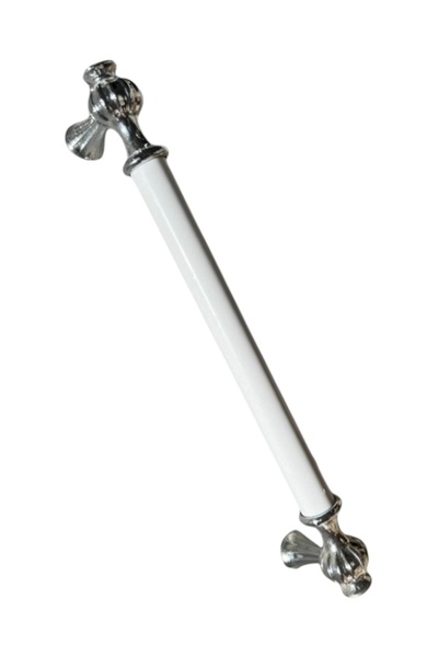 Üsküp Yapı & Mimarlık Yakut Handle Chrome-White 160 mm Drawer Kitchen Cabinet Handle Handle Lux Premium Heavy Metal