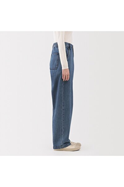 Muji Kapok Blended Denim Wide Tapered Pants