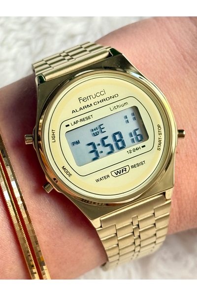 Ferrucci AJDA BİLEZİK HEDİYELİ GOLD DİJİTAL UNISEX VE KADIN SAATİ