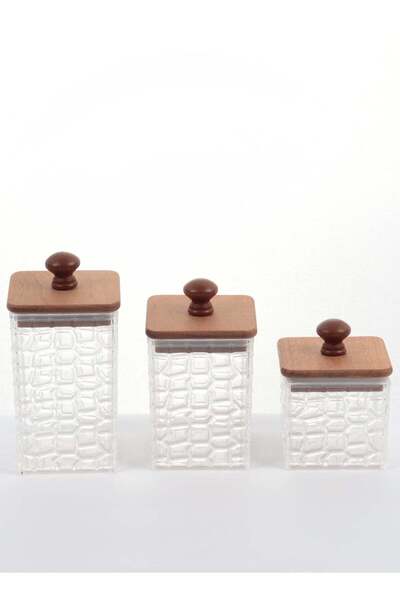 HOMEVEO Acrylic Storage Box Set with Stylish Wooden Lids