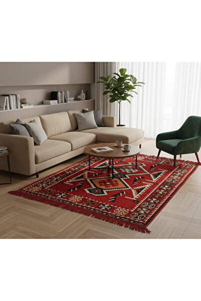 HitDukkan Etnik Motifli Otantik Dekoratif Kilim Desenli Halı (80cmx125cm) M4