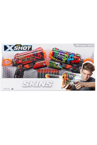 don dino مجموعة مسدسات السهام من X-Shot Skins - مسدسان، 16 سهمًا