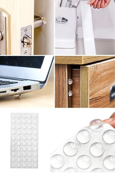 Mobilyap 50 Adet 10 Mm Şeffaf Silikon Bazlı Ses Stoperi Duvar Yüzeyi Dolap Kapı Tampon Koruyucu