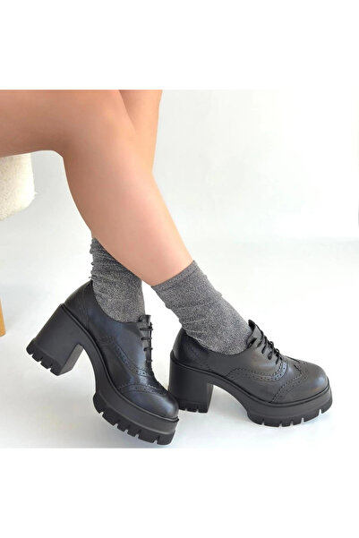 Vona Nova Tiwer Black Leather Wedge Heel Shoes