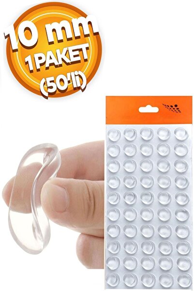 Mobilyap 50 Adet 10 Mm Şeffaf Silikon Bazlı Ses Stoperi Duvar Yüzeyi Dolap Ka...