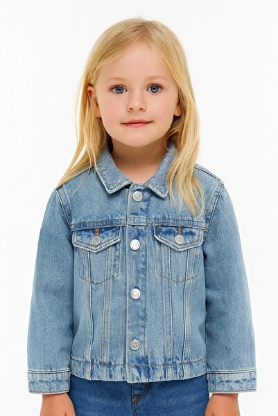 Kidmark Çocuk Modası Girl's Blue Buttoned Denim Jacket