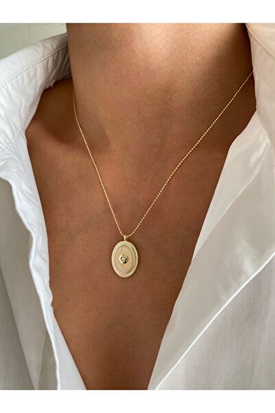 MagicStone Oval Tek Taşlı Mineli Kolye