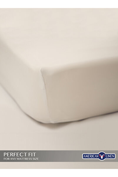 American Linen King Plain Fitted Elastic Bedsheet with 2 Pillow Case 200 x 200 Cm White