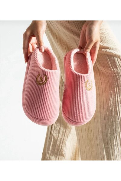 WOSSE Papuci de casă unisex de iarnă tricotați cu broderie, talpă anti-alunec...