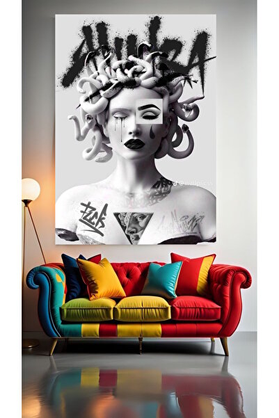 özkacar MODERN MEDUSA TATTO V1 Ev Duvar Salon Güzellik Salonu Ofis Dükkan Dekarasyon Kanvas Tablo