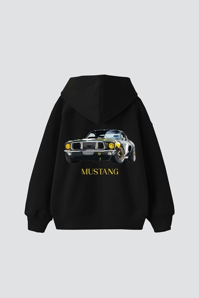 Bak Moda Hanorac negru oversize unisex cu imprimeu Old Mstng