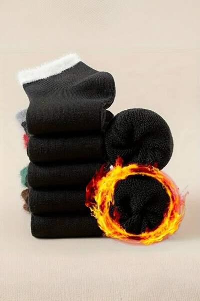 Hitit Socks Женски 6 чифта многоцветни плюшени топли и удобни ежедневни хавлии Термо пантофи Многоцветни