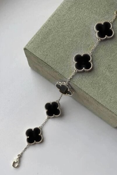 AURRARİ سوار فضي أسود من الحجر الطبيعي الفاخر من الفولاذ