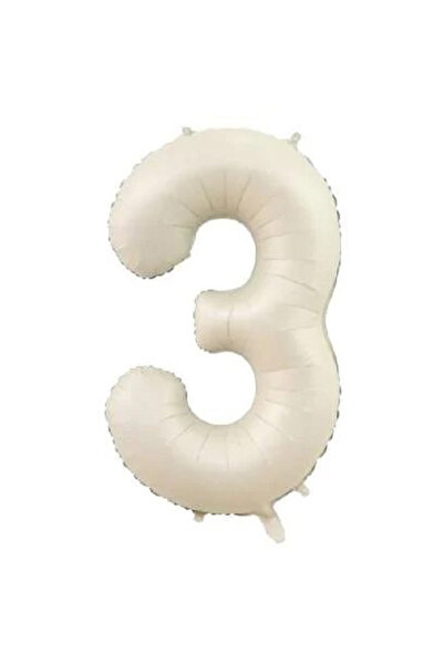 eahome 3 Rakamı Helyum Balon 76 Cm Retro Krem Rengi - 3 Yaş Balonu - 3 Yaş Ba...