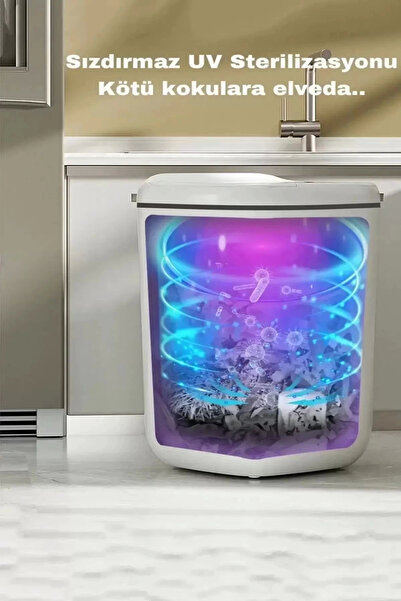 FrereConception Akıllı Teknolojik Sensörlü Çöp Kovası Işık Koku Geçirmez Ofis Banyo Mutfak 20l Uv