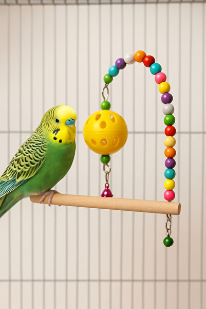 Alyones Zilli Boncuklu Kuş Oyuncağı – Eğlenceli, Dayanıklı ve Kuşların Sevdiği Renkli Tasarım