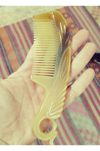 Efsoon Organics Ram Horn Bone Comb Natural Unpolished Sturdy Structure