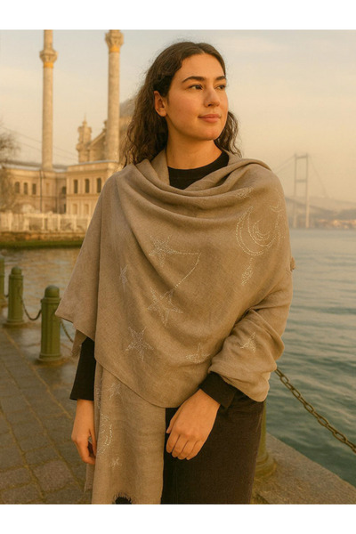 fiore fashion Stone Modal Shawl 90% Modal, 10% Cashmere Mocha Color (Mocha - Cream)