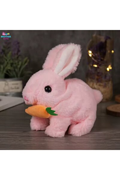 Brother Toys Elektronik Pilli Zıplayan Hareketli Peluş Sevimli Havuç Tavşan O...
