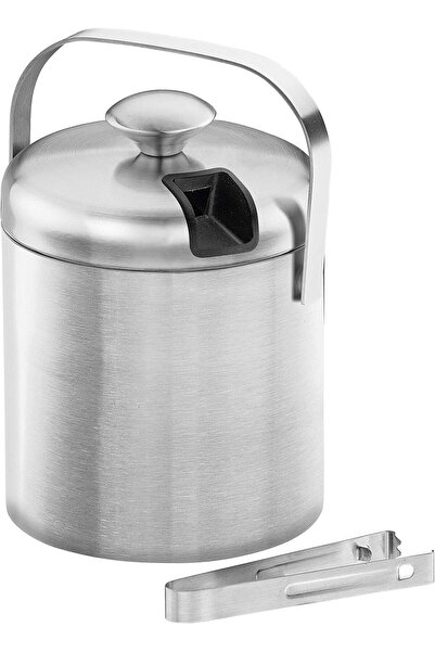 TRAMONTINA Bar Thermal Ice Bucket Stainless Steel 2 pieces plus Tong 14cm, Double-Wall, Mate Finishi