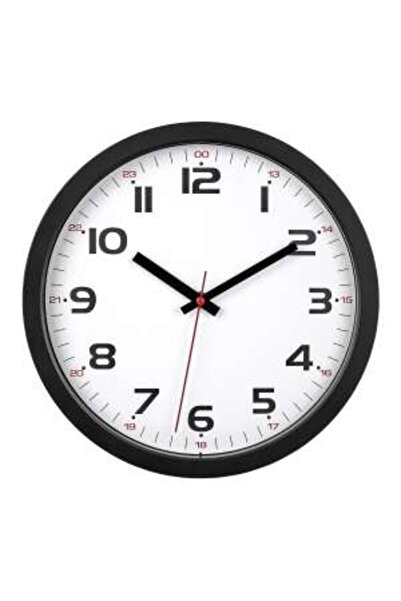 TFA Ceas de perete analogic silențios, capac de sticlă, cifre mari, negru, 60.3050.01