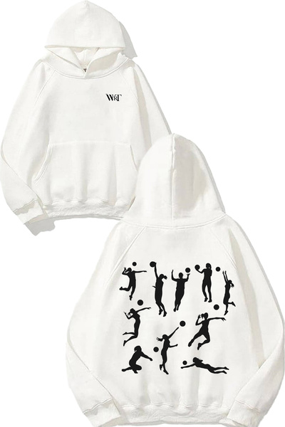 THEWERT Φούτερ με κουκούλα με στάμπα στην πλάτη με σχέδιο βόλεϊ 9