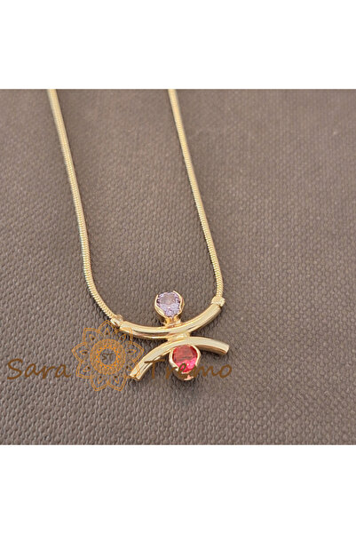 saratremo Colier Armonia Rosa – placat aur 18 K cu zirconia safir roz si rubin, Brazilia, stanta