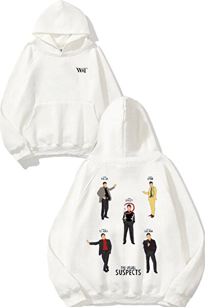 THEWERT Λευκό φούτερ με κουκούλα με στάμπα στην πλάτη The Usual Suspects 6 De...