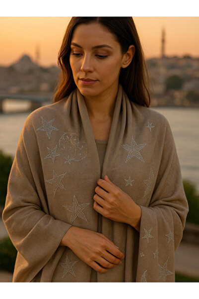 fiore fashion Stone Modal Shawl 90% Modal, 10% Cashmere Mocha Color (Mocha - Cream)