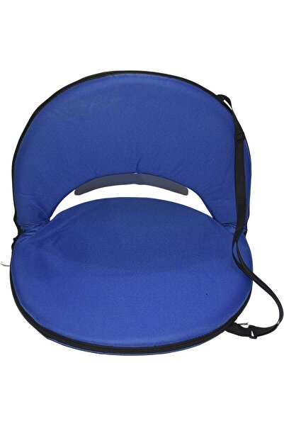 alnawadervillage Camping Chair Velvet Round Foldable with Strap Holder, 3 Levels - Blue