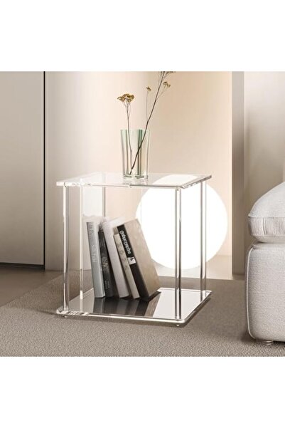 Slasa Modern Acrylic Side Table from SLASA, Transparent 39.5 × 39.5 × 40 cm