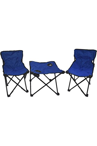 alnawadervillage Folding Chair Set with Fabric Table and Carrying Bag, Model Al006/B, Blue Color