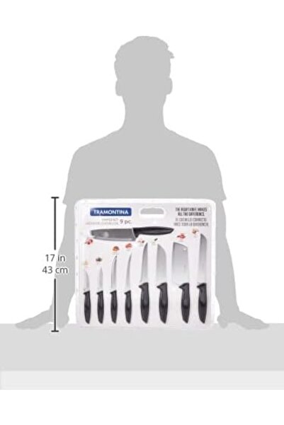 TRAMONTINA 9 pcs Knife Set - Stainless Steel Sharp Professional Kitchen Chef Cooking Knives set with