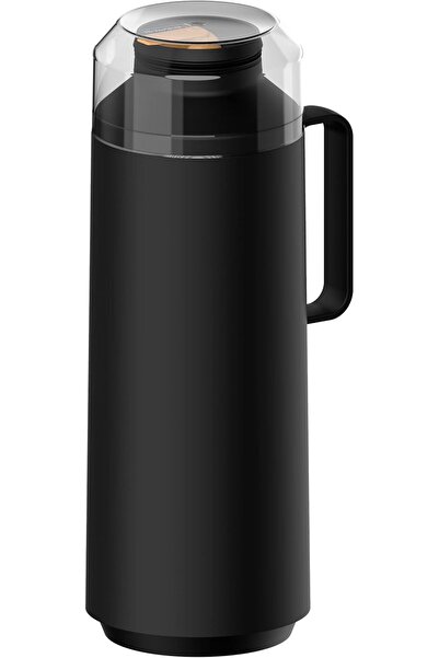 TRAMONTINA Exata Black Plastic Thermal Beverage Dispenser with 1 Liter Glass Liner and Plastic Lid
