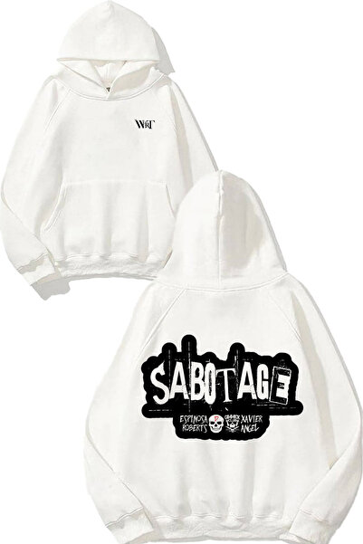 THEWERT Sabotage 1 Дизайн с печат на гърба Бяла суитшърт с качулка