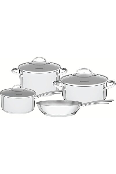 TRAMONTINA طقم أواني طهي من الفولاذ المقاوم للصدأ مكون من 7 قطع مع قاعدة ثلاث...