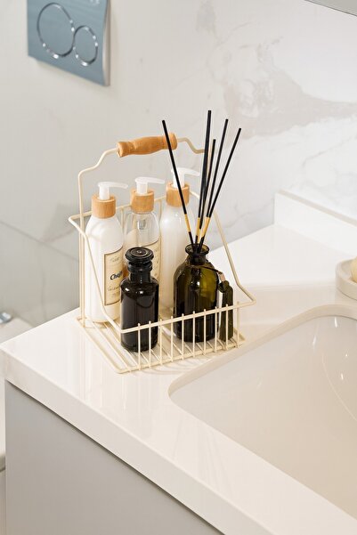 Edora Home Ρετρό καλάθι με μπεζ ξύλινες λαβές, κομψός οργανωτής πολλαπλών χρή...