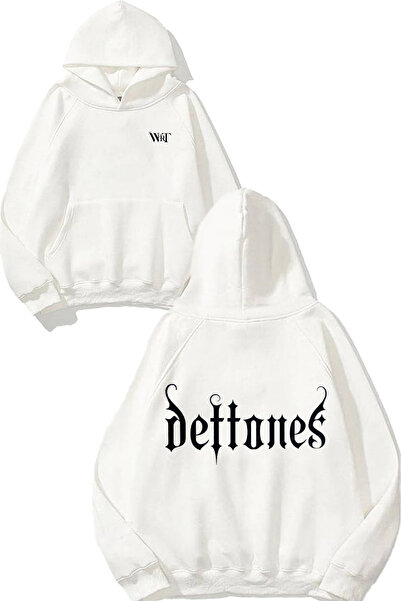 THEWERT Hanorac alb cu glugă cu imprimeu pe spate Deftones 1 Design