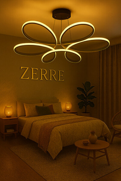 ZERRE Shop Avize FLOWA Siyah 3 Renk KUMANDALI Ultra Ledli Sarkıtma Modern (60cm)