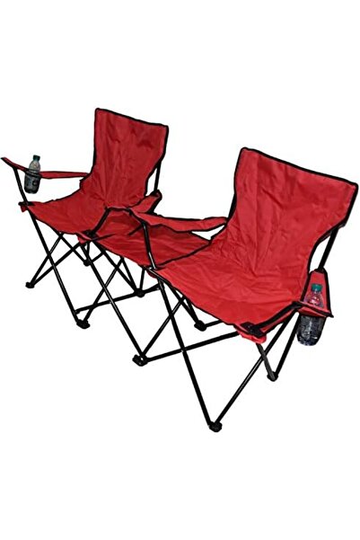 alnawadervillage Foldable Camping Chair with Pockets, AL007, Red, Set of 2, Wood