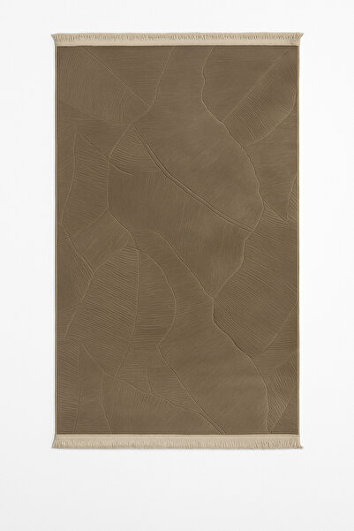 Merinos Rölyef Garden Klasik Saçaklı Kaymaz Taban Halı Yolluk Kilim Vizon